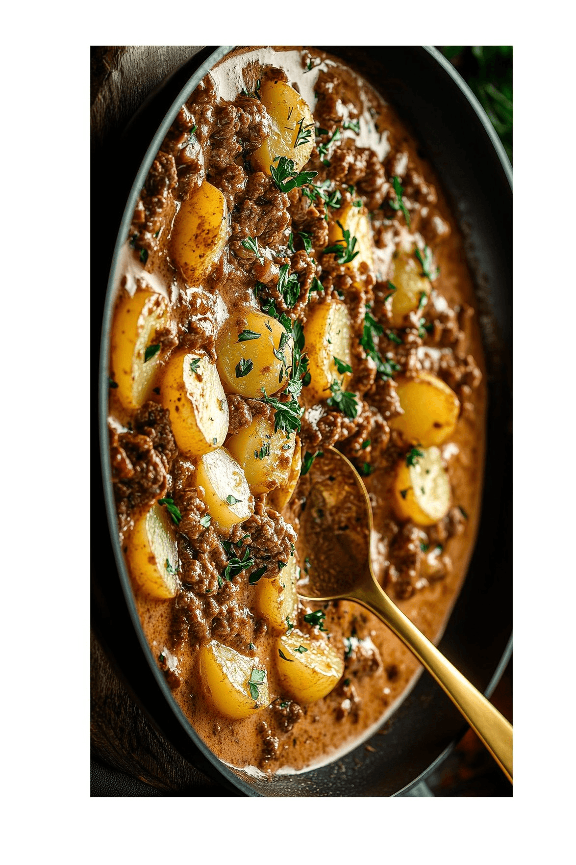 BEEF STROGGNOFF & POTATOES PASLEY Streaked Streak, Onion, Green Pepper, Red Pepper, Red Wine