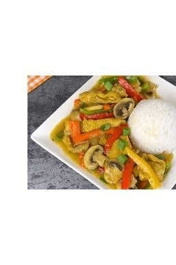 CHICKEN CURRY & WHITE RICE Chicken, Egg, Carrot, Green Pepper, Potatoes